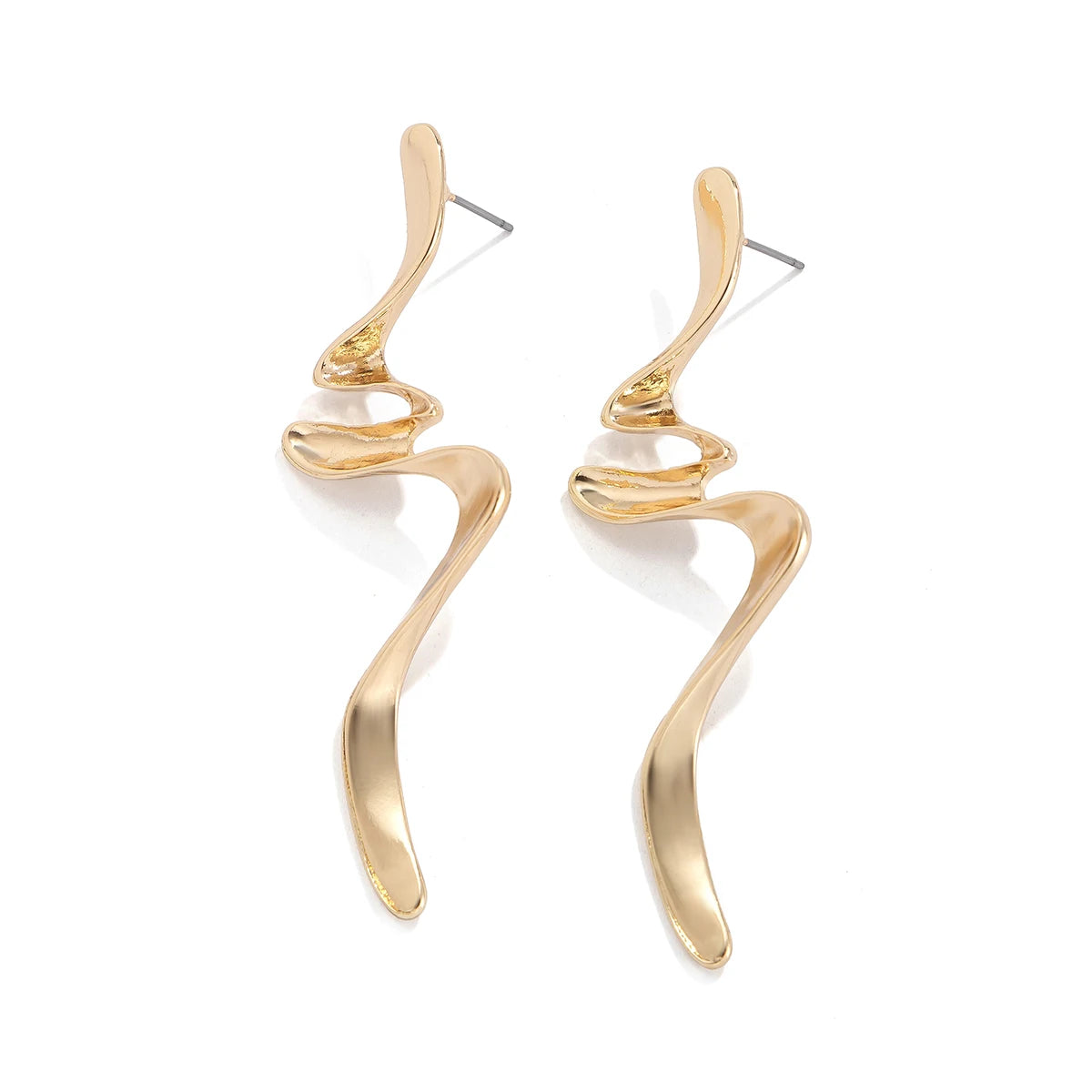 Ingemark Vintage Irregular Wave Snake Long Drop Earrings for Women Creative Geometric Gold Color Piercing Earrings Wed Jewelry