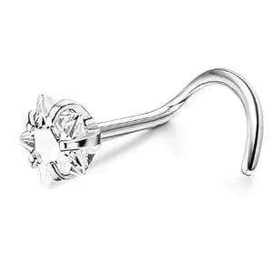 CASSIECA 1Pc 20G Stainless Steel Nose Rings Stud for Women Screw L Shaped Nose Studs CZ Moon Star Snowflake Flower Nose Piercing