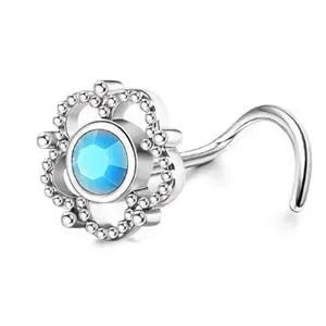 CASSIECA 1Pc 20G Stainless Steel Nose Rings Stud for Women Screw L Shaped Nose Studs CZ Moon Star Snowflake Flower Nose Piercing
