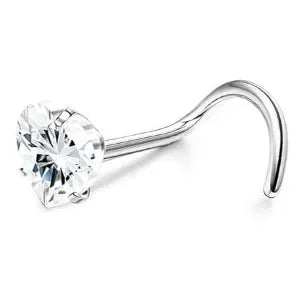 CASSIECA 1Pc 20G Stainless Steel Nose Rings Stud for Women Screw L Shaped Nose Studs CZ Moon Star Snowflake Flower Nose Piercing