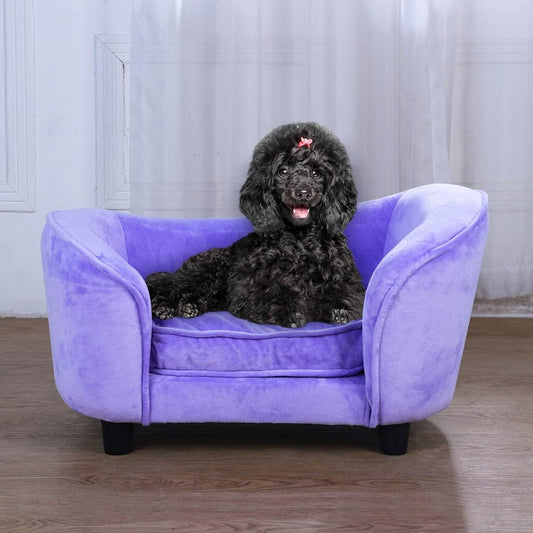 Luxurious Velvet Pet Sofa with Removable Washable Cushion - Perfect for Small Dogs and Cats (Purple)