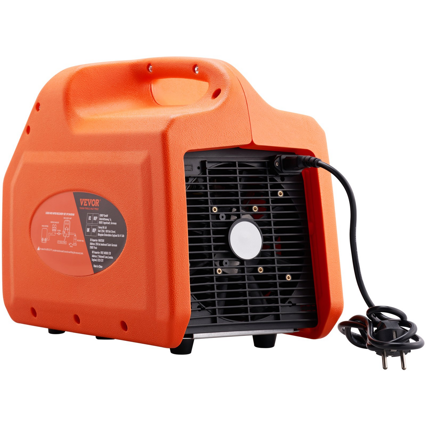 VEVOR 1 HP Refrigerant Recovery Machine - Dual Cylinder Portable AC Recovery Machine with High Pressure Protection 120V 60Hz Recovery Machine HVAC for Vapor Liquid Refrigerant, Car Air Conditioning