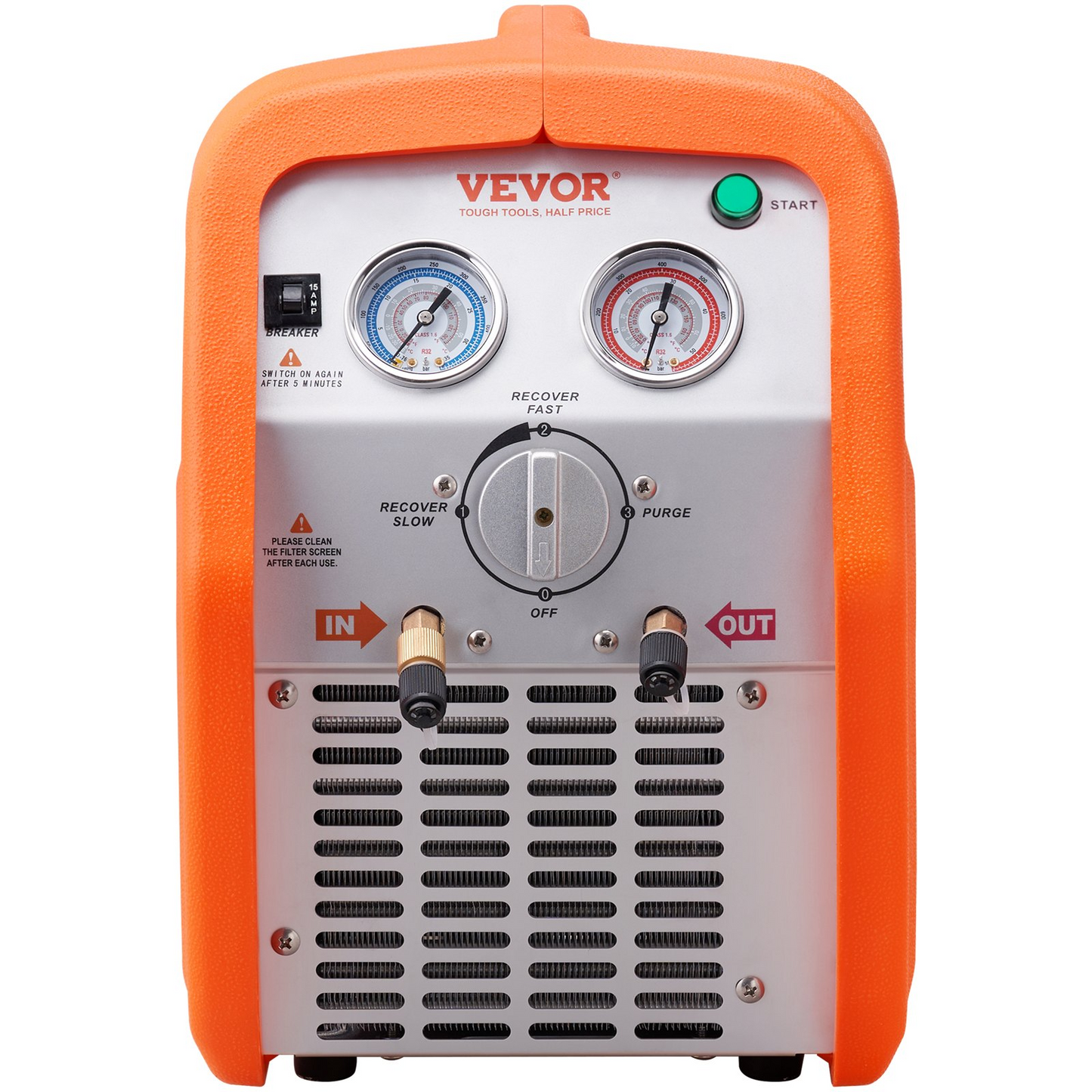 VEVOR 1 HP Refrigerant Recovery Machine - Dual Cylinder Portable AC Recovery Machine with High Pressure Protection 120V 60Hz Recovery Machine HVAC for Vapor Liquid Refrigerant, Car Air Conditioning