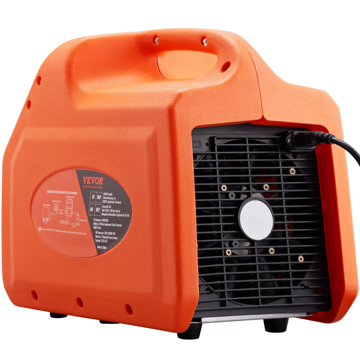 VEVOR 1 HP Refrigerant Recovery Machine - Dual Cylinder Portable AC Recovery Machine with High Pressure Protection 120V 60Hz Recovery Machine HVAC for Vapor Liquid Refrigerant, Car Air Conditioning