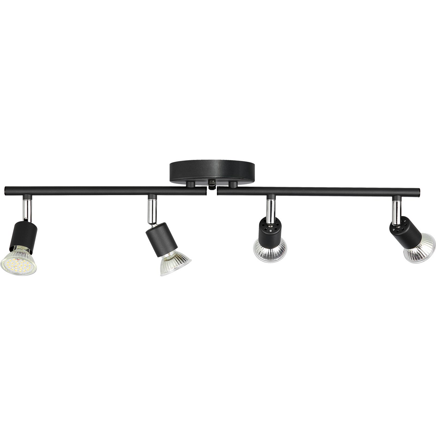 VEVOR 4-Light LED Track Lighting Kit, Ceiling Spot Light with Rotatable Light Arms and Heads, 24.8" Track Lighting Fixture, Included 4 GU10 3000K Bulbs for Indoors Exhibition, Kitchen, Living Room