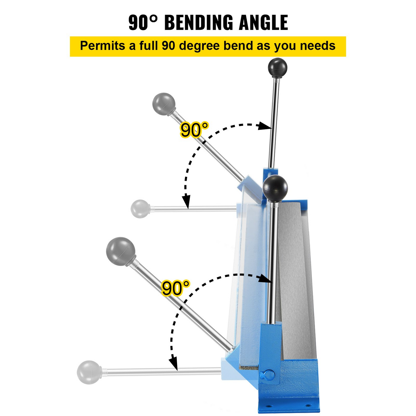 VEVOR Sheet Metal Brake 36 In. Metal Bender Brake 910 mm Length Portable Metal Bender 0-90 Degrees Adjustable Steel Bender with 2 C-shaped Clamps Manual Sheet Metal Bender Tool for Metal Bending