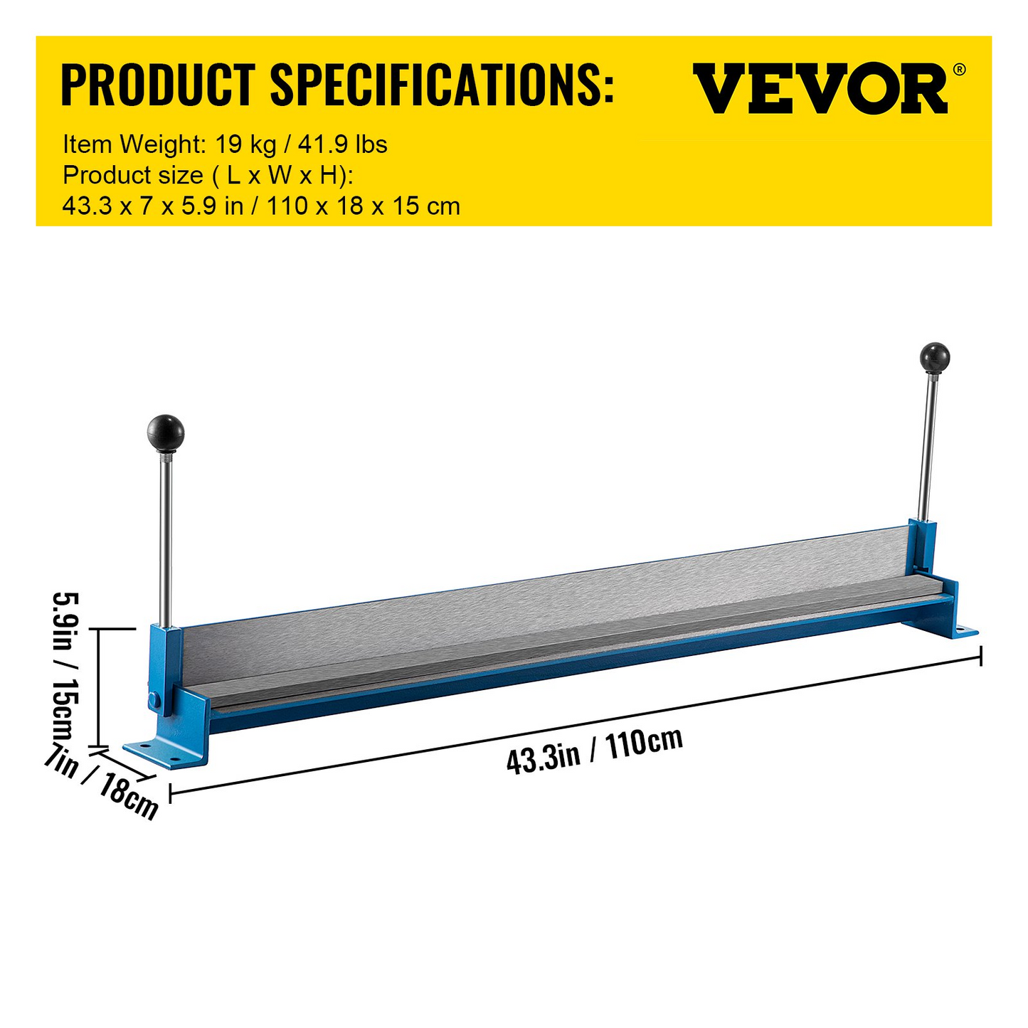 VEVOR Sheet Metal Brake 36 In. Metal Bender Brake 910 mm Length Portable Metal Bender 0-90 Degrees Adjustable Steel Bender with 2 C-shaped Clamps Manual Sheet Metal Bender Tool for Metal Bending