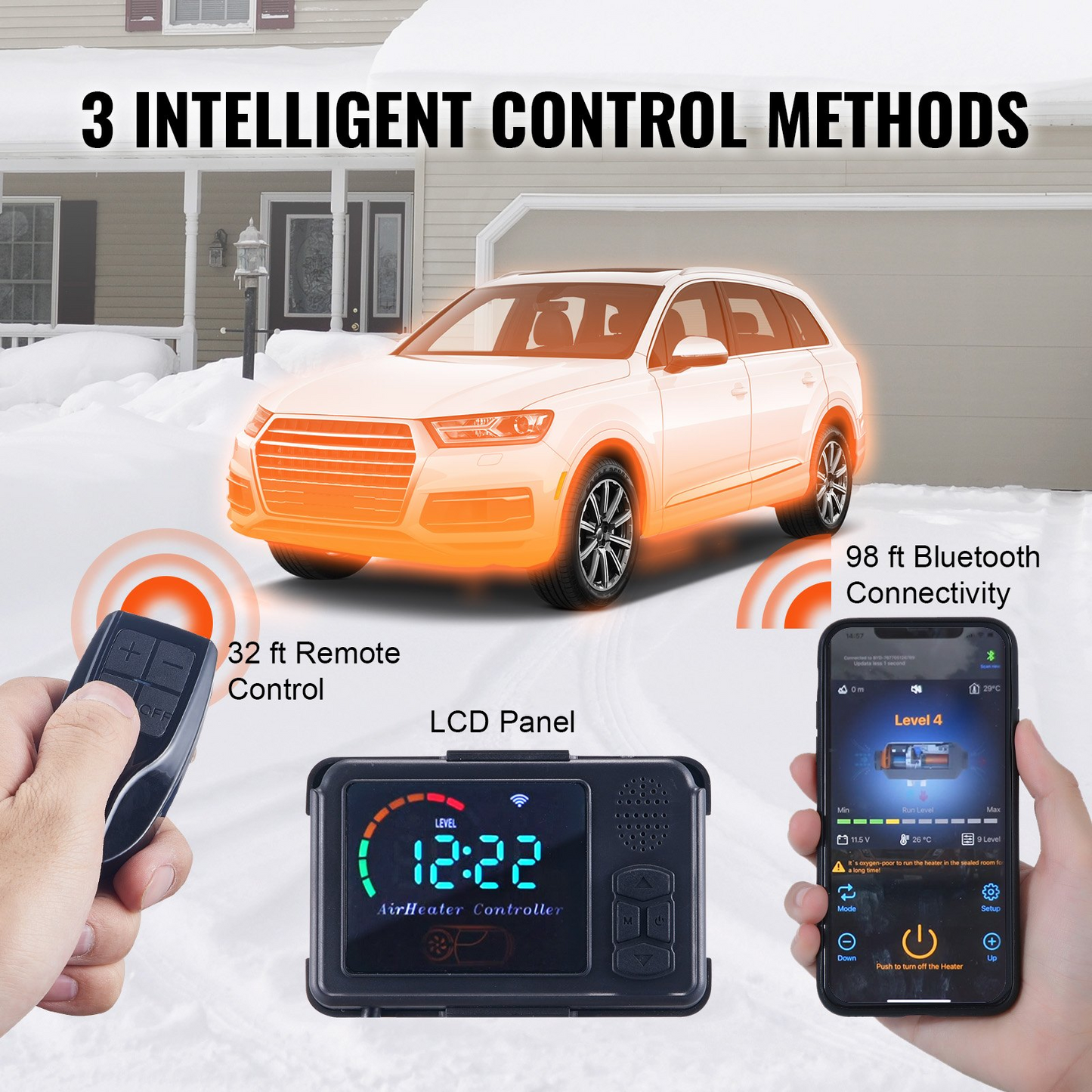 VEVOR Diesel Air Heater All-in-one 12V 5KW Bluetooth App LCD for Car RV Indoors