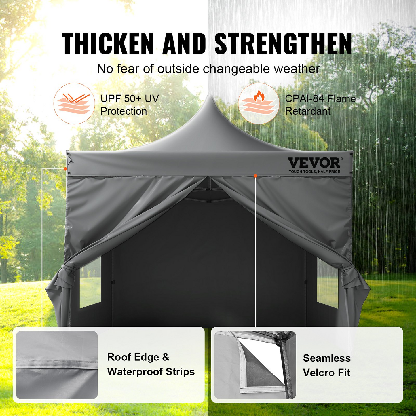 VEVOR 10x10 FT Pop up Canopy with Removable Sidewalls, Instant Canopies Portable Gazebo & Wheeled Bag, UV Resistant Waterproof, Enclosed Canopy Tent for Outdoor Events, Patio, Backyard, Party, Camping