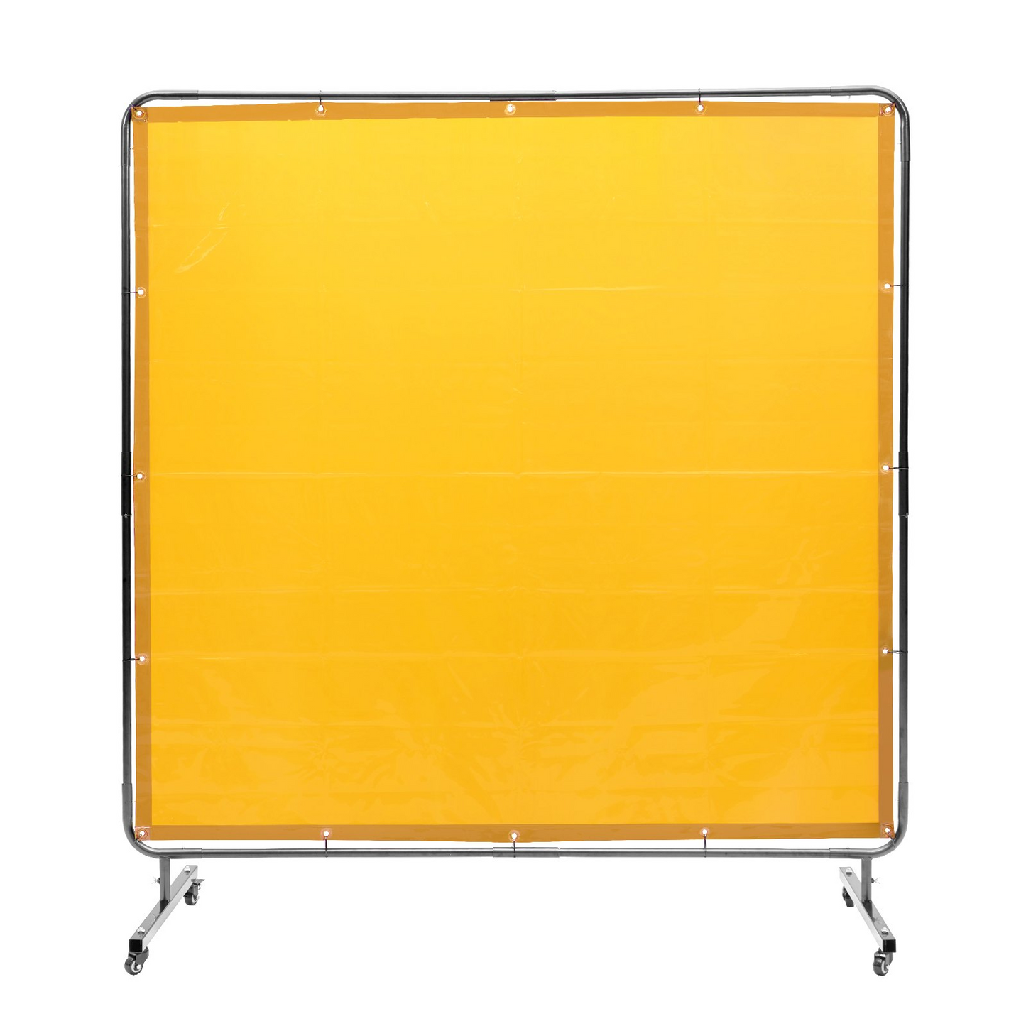 VEVOR Welding Screen with Frame, 6' x 6' Welding Curtain Screen, Flame-Resistant Vinyl Welding Protection Screen on 4 Swivel Wheel (2 Lockable), Moveable & Professional for Workshop/Industrial, Yellow