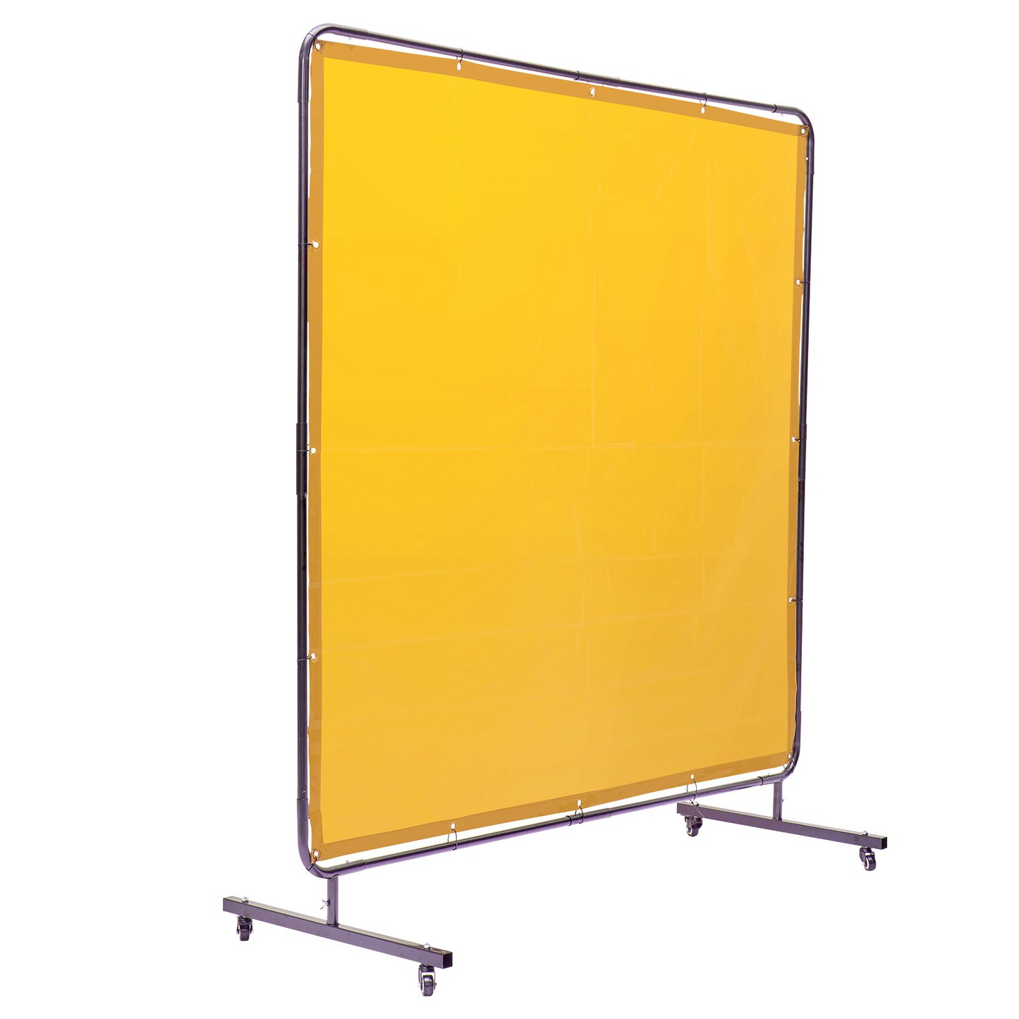 VEVOR Welding Screen with Frame, 6' x 6' Welding Curtain Screen, Flame-Resistant Vinyl Welding Protection Screen on 4 Swivel Wheel (2 Lockable), Moveable & Professional for Workshop/Industrial, Yellow