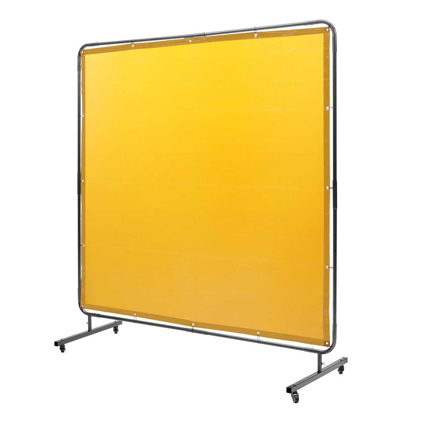 VEVOR Welding Screen with Frame, 6' x 6' Welding Curtain Screen, Flame-Resistant Vinyl Welding Protection Screen on 4 Swivel Wheel (2 Lockable), Moveable & Professional for Workshop/Industrial, Yellow