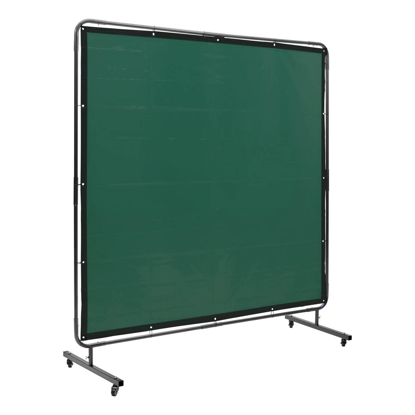 VEVOR Welding Screen with Frame, 6' x 6' Welding Curtain Screen, Flame-Resistant Vinyl Welding Protection Screen on 4 Swivel Wheels (2 Lockable), Moveable & Professional for Workshop/Industrial, Green