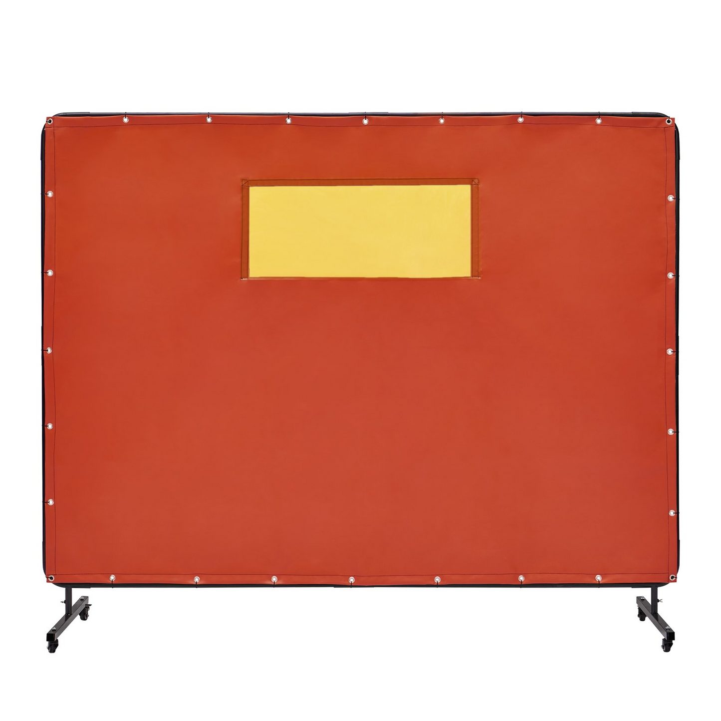 VEVOR Welding Screen with Frame, 6' x 8' Welding Curtain Screens, Flame-Resistant Vinyl Welding Protection Screen with 4 Swivel Wheels (2 Lockable) & Transparent Window for Workshop/Industrial, Red