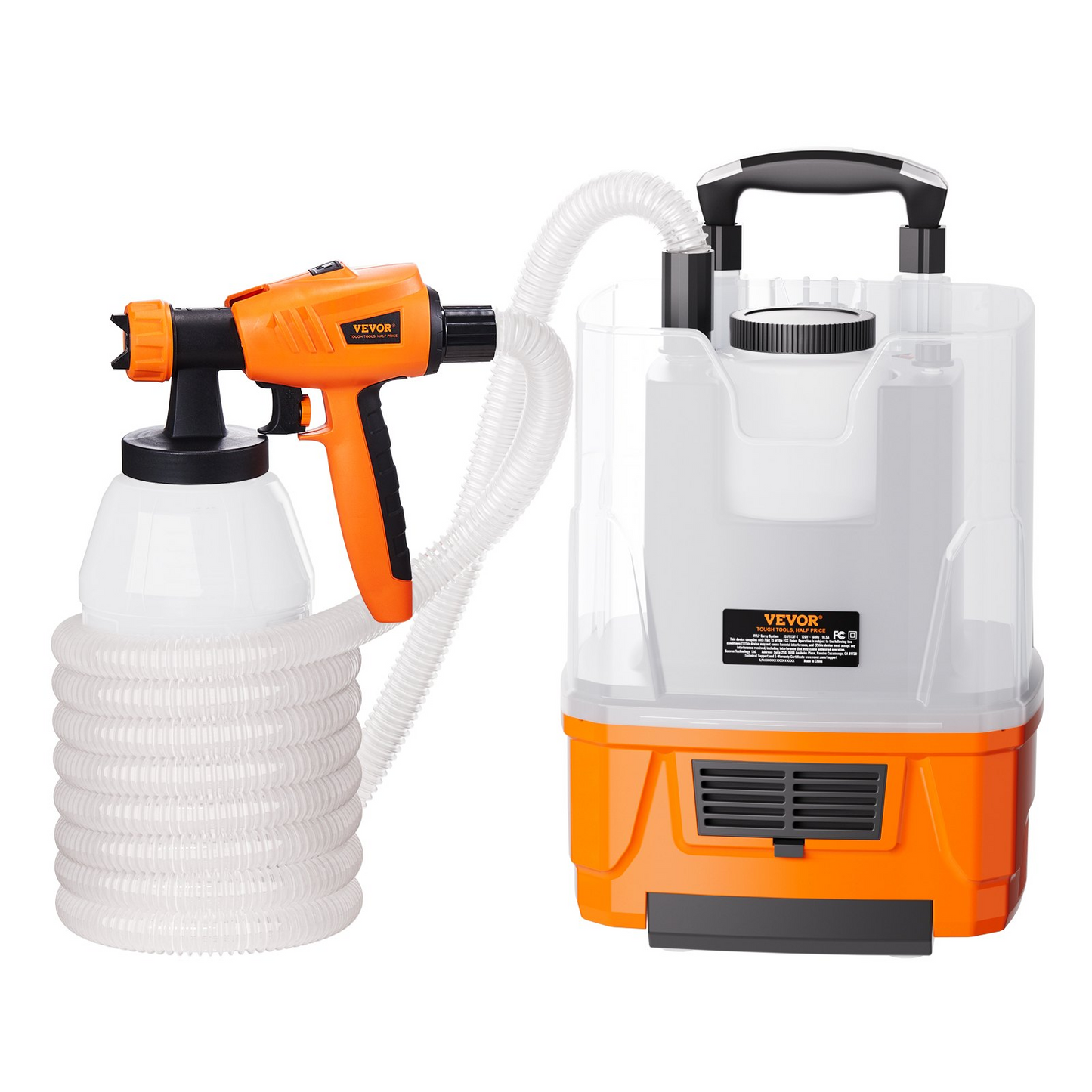 VEVOR Paint Sprayer, 1300W Electric Spray Paint Gun with Air Hose, 1300ml and 800 ml Containers, 5 Copper Nozzles, 150 Din HVLP Spray Gun for House Painting Home Interior and Exterior Walls, Fence