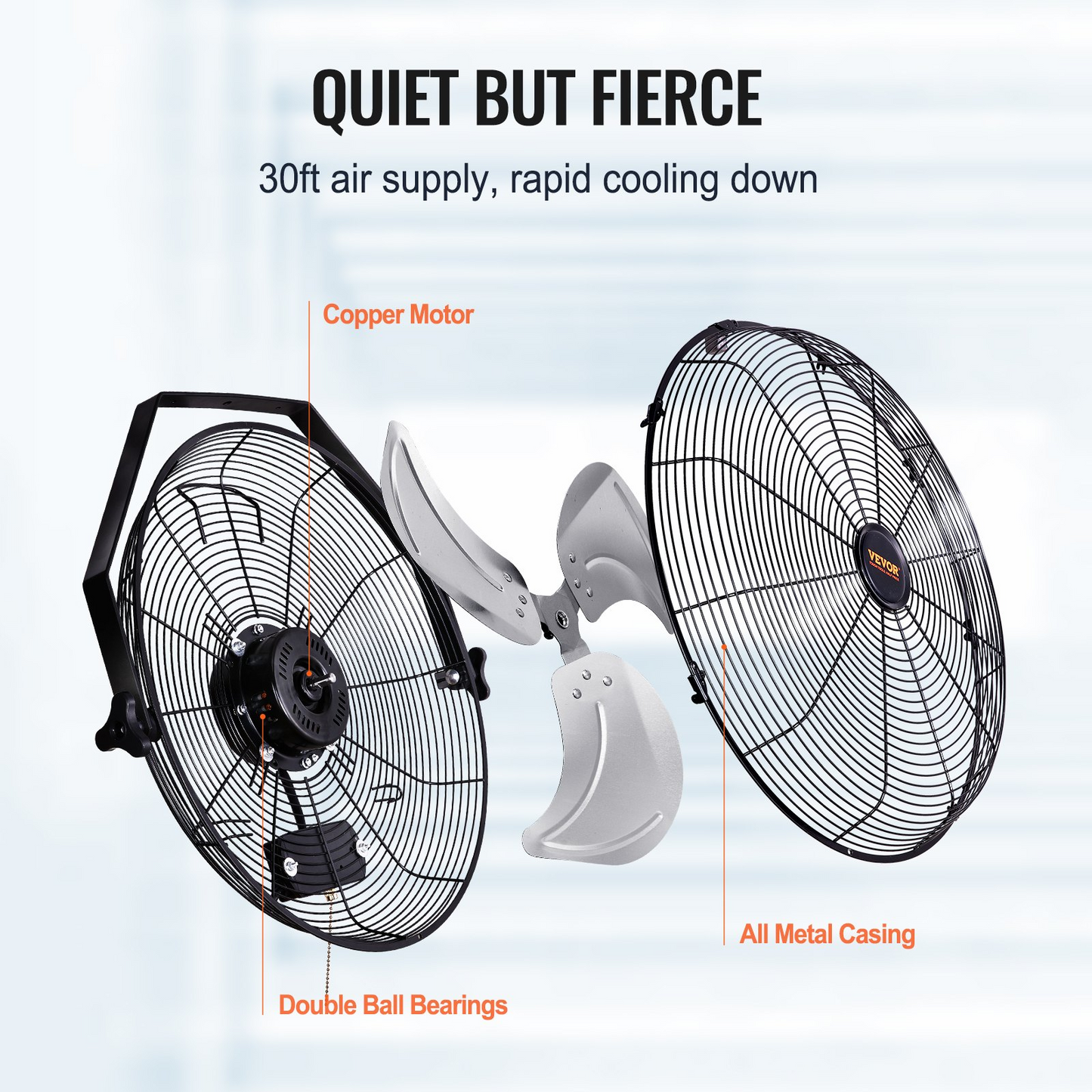 VEVOR Wall Mount Fan, 2 PCS 18 inch Waterproof, 3-speed High Velocity Max. 4000 CFM Industrial Wall Fan for Indoor, Commercial, Residential, Warehouse, Greenhouse, Workshop, Basement, Garage,Black