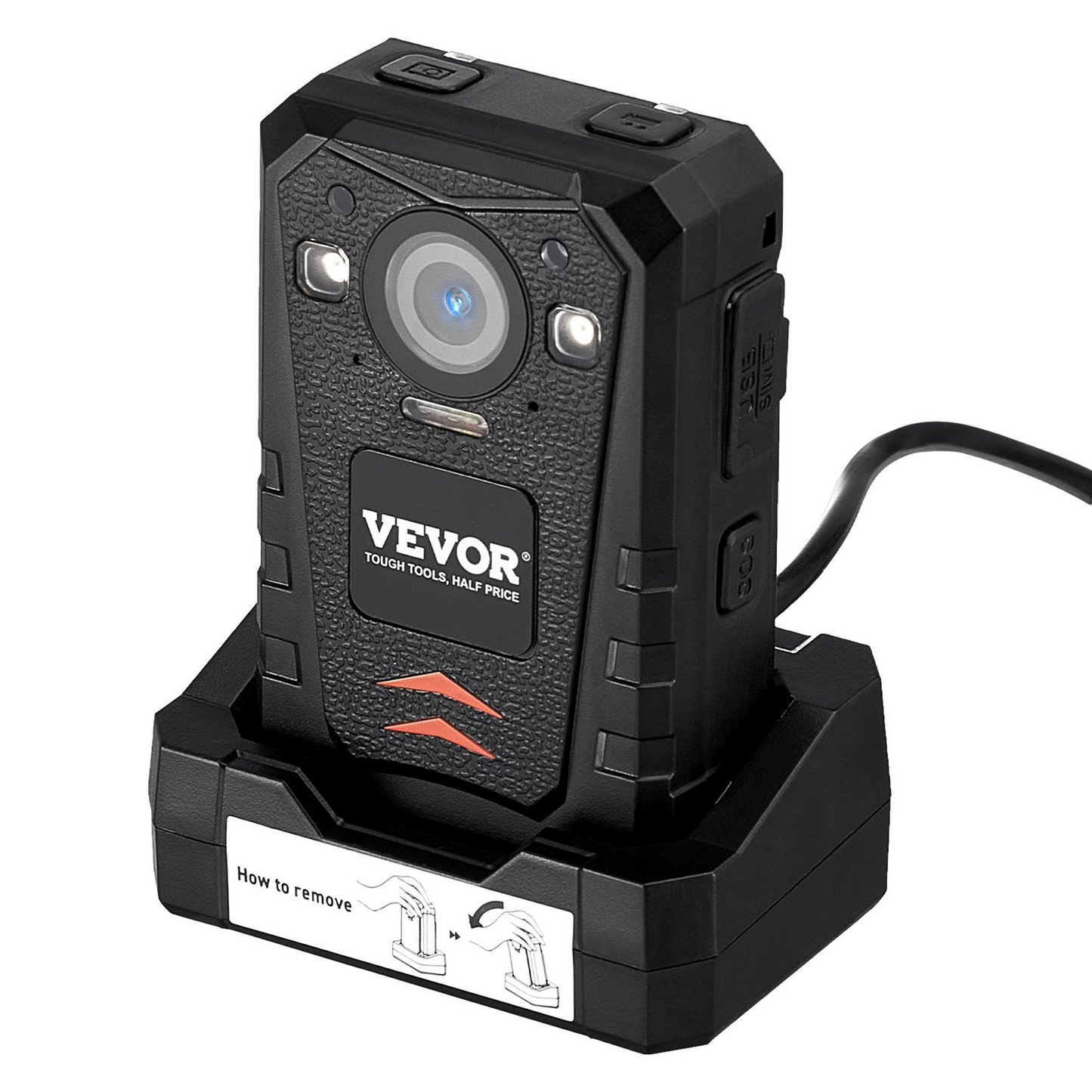 VEVOR 1440P HD Police Body Camera, 128GB Body Cam with Audio Video Recording Picture, Built-in 3500 mAh Battery, 2.0" LCD, Infrared Night Vision, Waterproof GPS Personal Body Cam for Law Enforcement