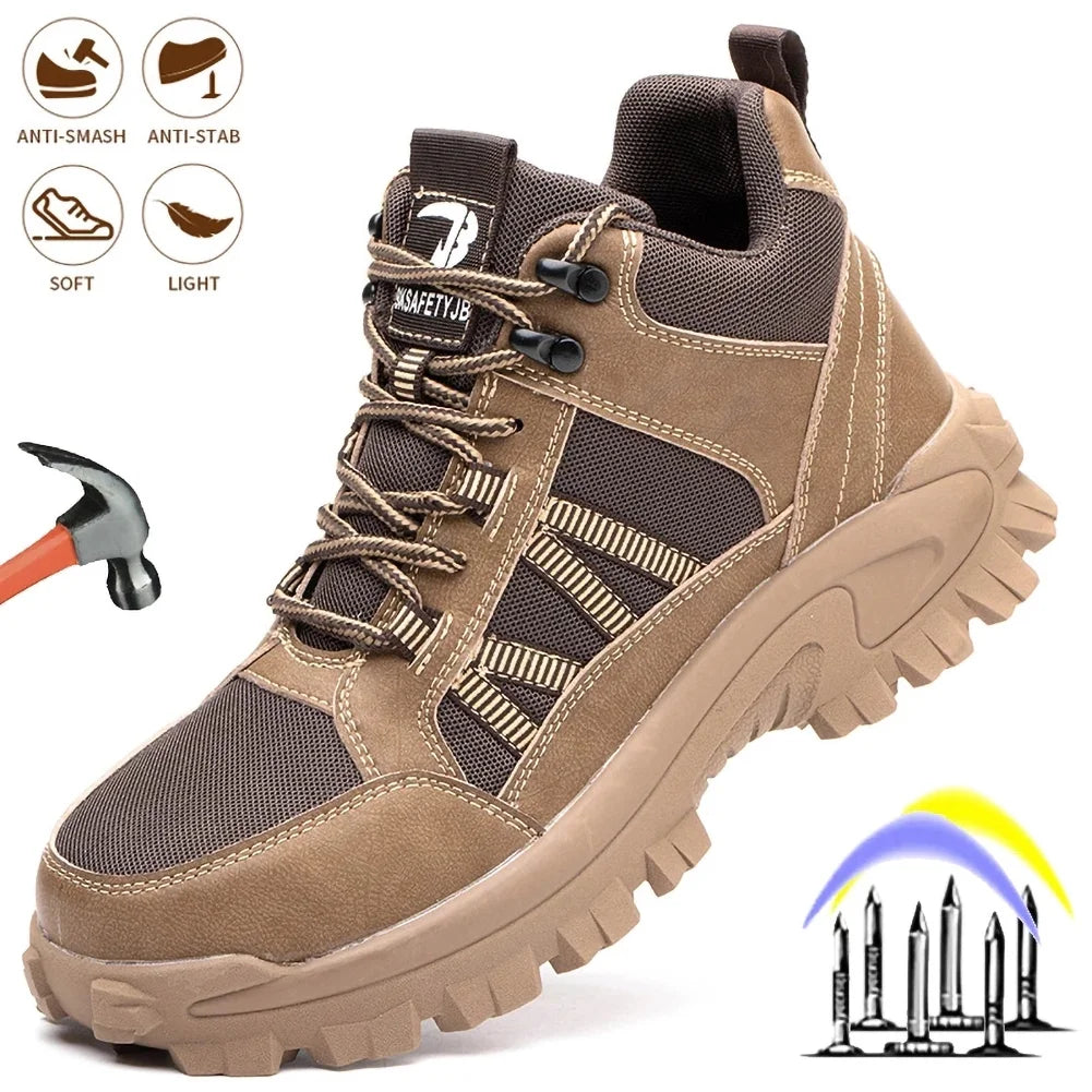 Steel Toe Boots for Men Industrial Construction Anti-Puncture Work Safety Shoes