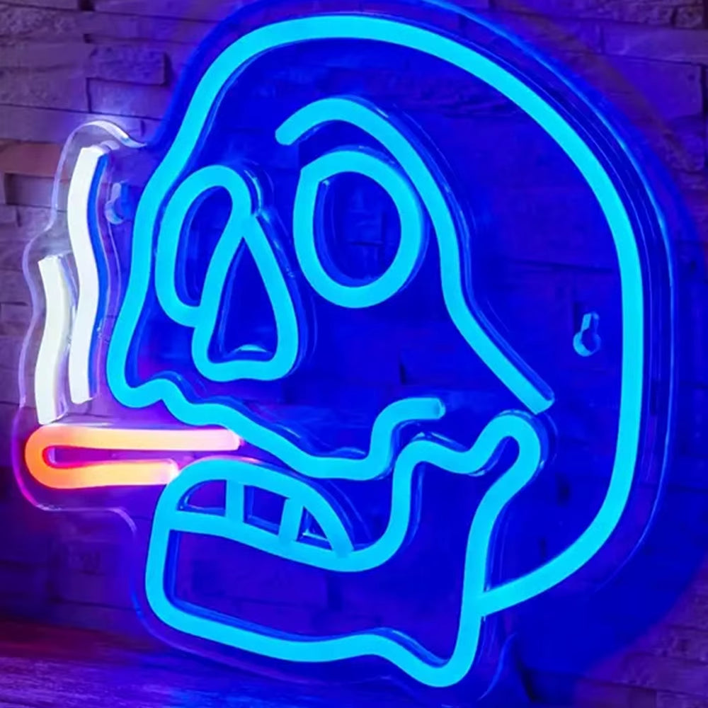 Backboard Led Neon Light, Cigar Skull for Home Decor Man Cave Neon, Powered by USB 5V, with Acrylic Base,For Halloween Decor