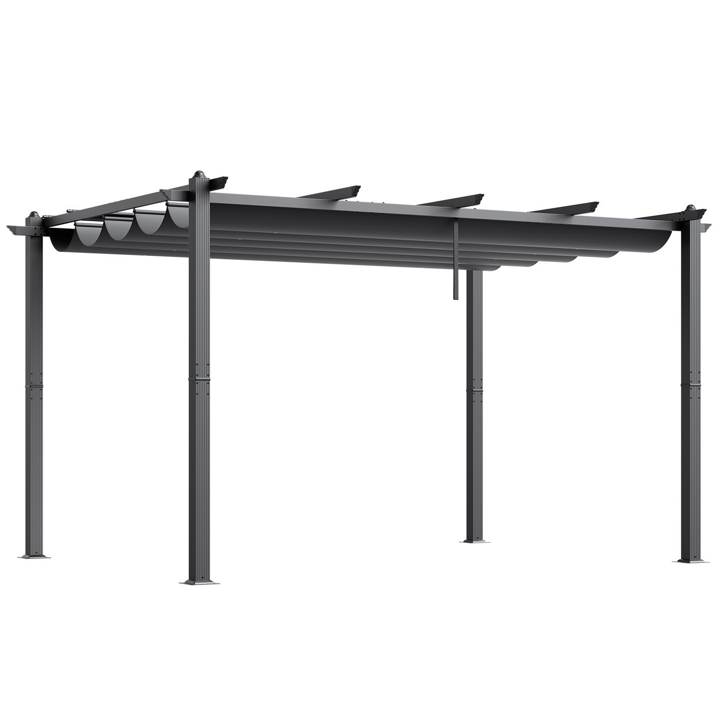 VEVOR 10'x13' Outdoor Retractable Pergola with Sun Shade Canopy Aluminum Gray