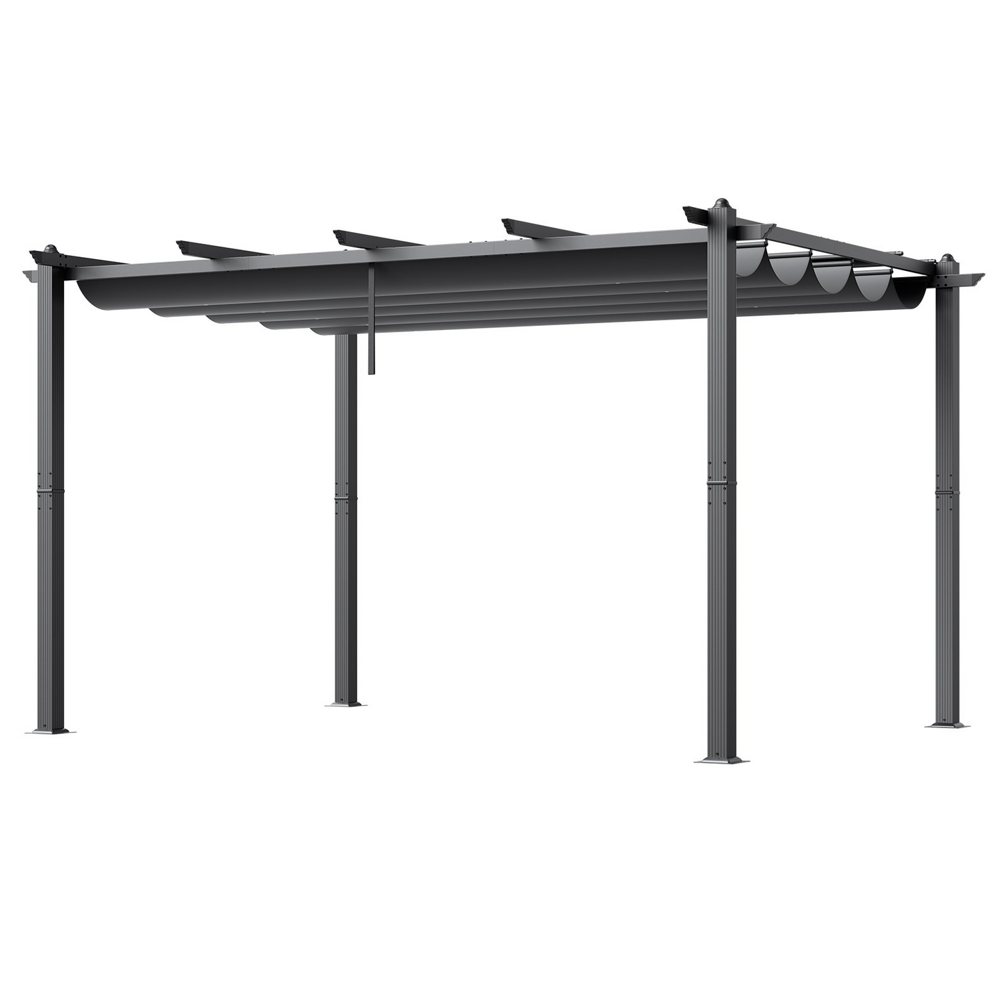 VEVOR 10'x13' Outdoor Retractable Pergola with Sun Shade Canopy Aluminum Gray