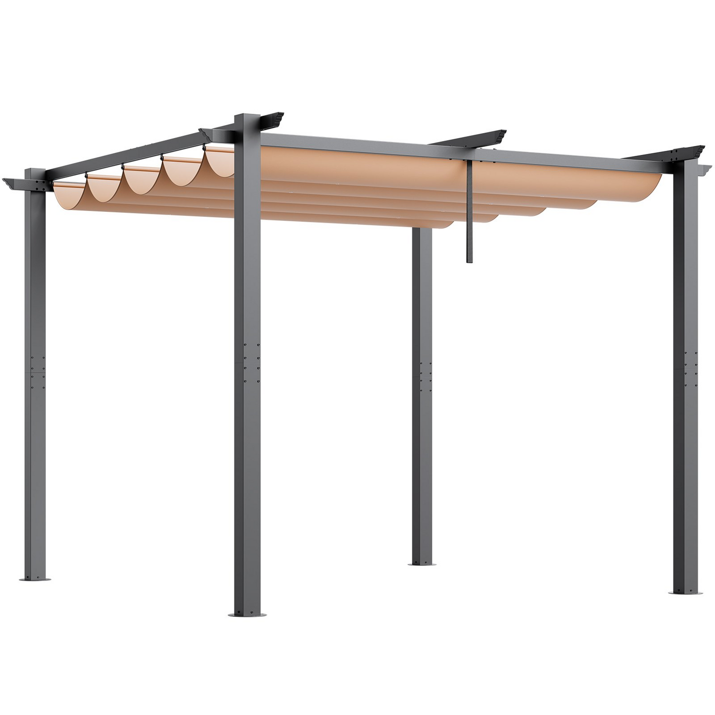 VEVOR 10'x10' Outdoor Retractable Pergola with Sun Shade Canopy Aluminum Beige