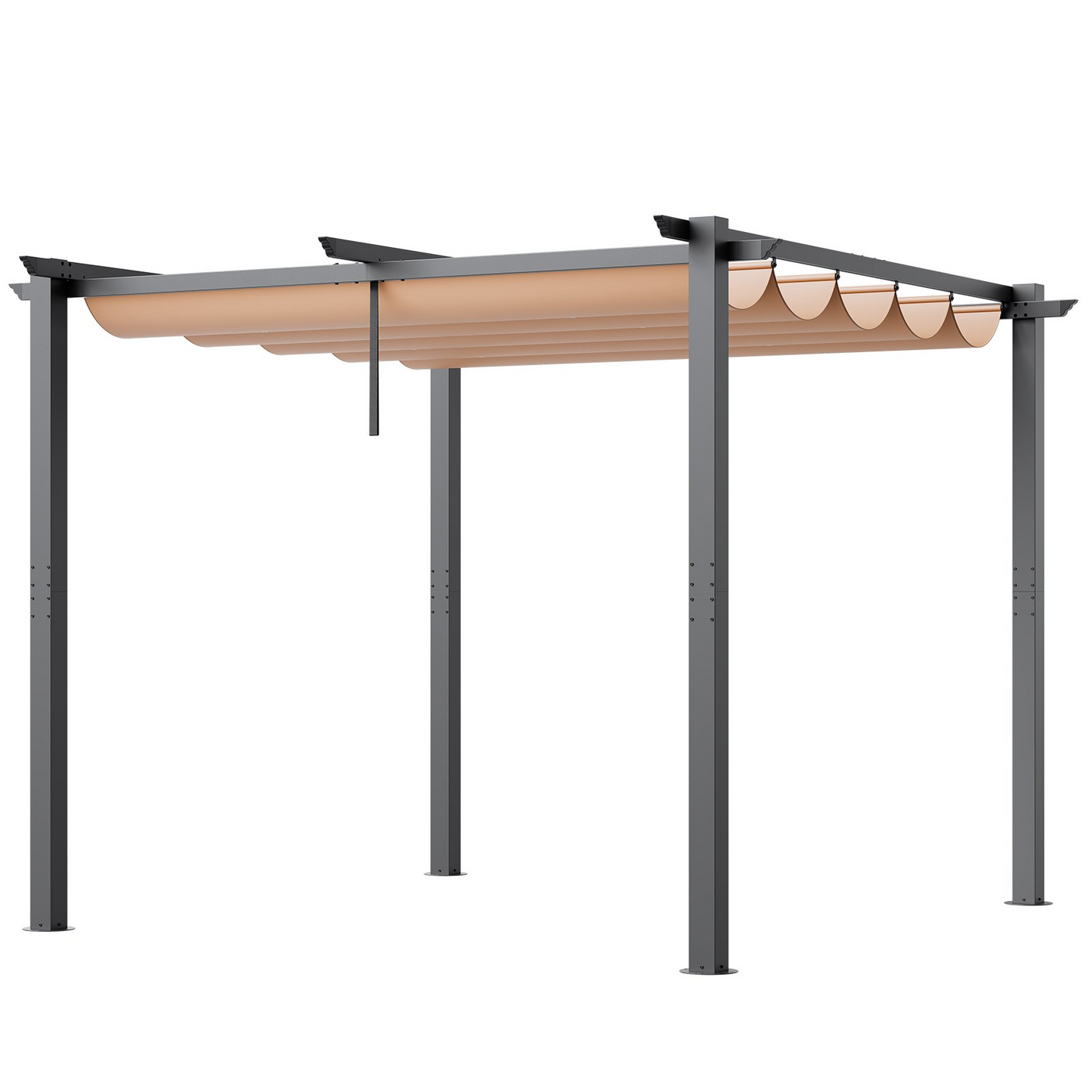 VEVOR 10'x10' Outdoor Retractable Pergola with Sun Shade Canopy Aluminum Beige