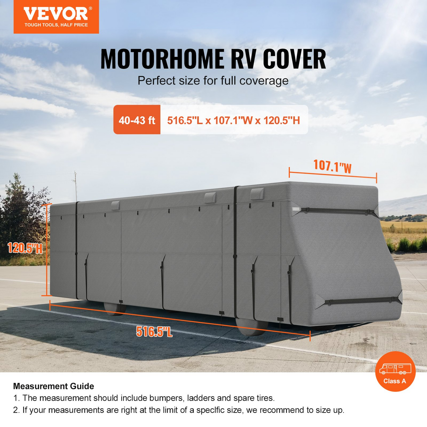 VEVOR Class A RV Cover Motorhome Cover 40-43 ft Non-woven Fabric Motorhome RV