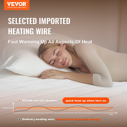 VEVOR Heated Mattress Pad 78x80 in King Electric Warmer Coral Fleece Auto Off