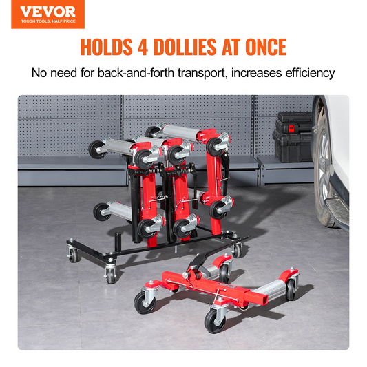 VEVOR Car Dolly Rack Hydraulic Trolley Jack Stand Organizer 4-Dolly Capacity