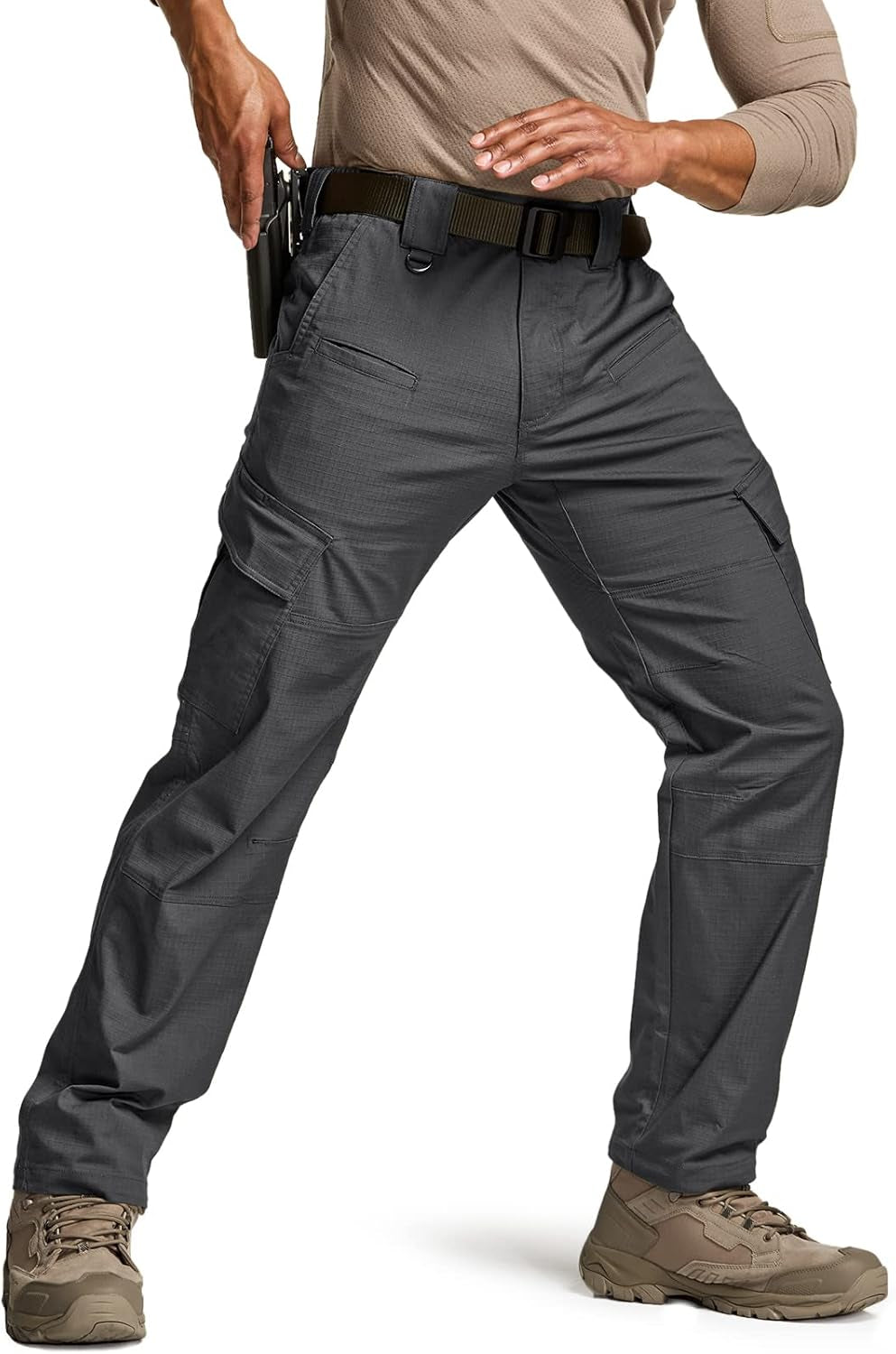 Men'S Flex Ripstop Tactical Pants, Water Resistant Stretch Cargo Pants, Lightweight EDC Hiking Work Pants