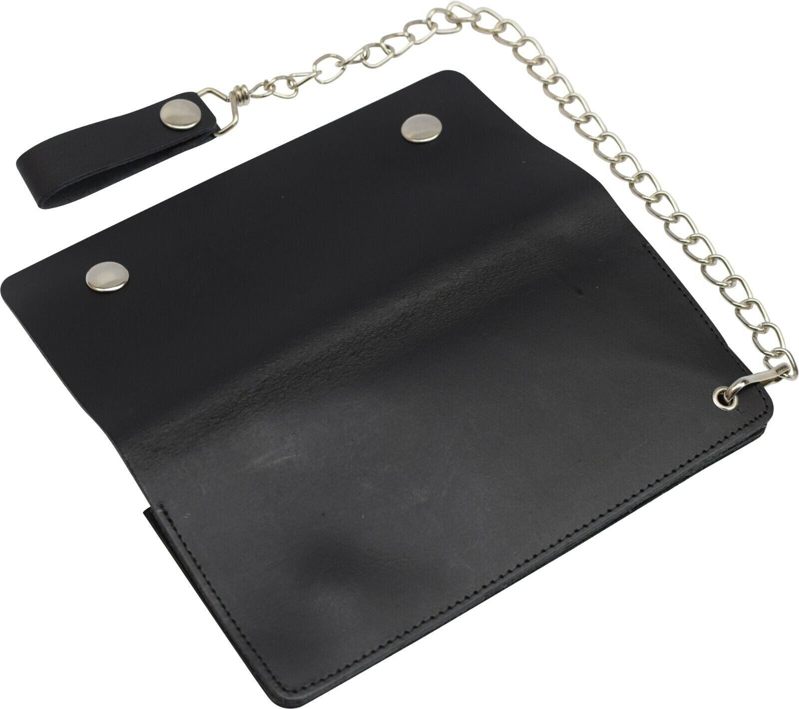 Leather Motorcycle Trucker Biker Chain Wallet with inside Zipper Black