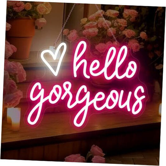 Neon Sign for Wall Decor Led Neon Light Heart Decorative for Hello Gorgeous