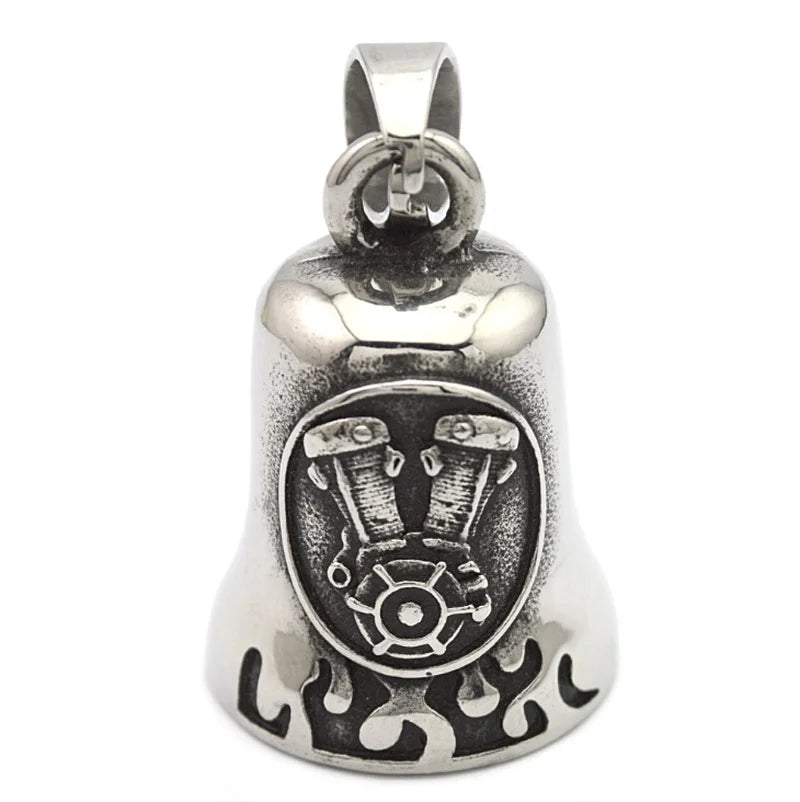 Biker Motorcycle Bell Pendant with Stainless Steel Chain