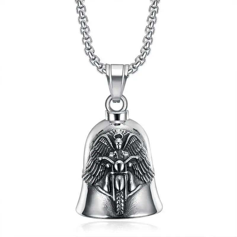 Biker Motorcycle Bell Pendant with Stainless Steel Chain