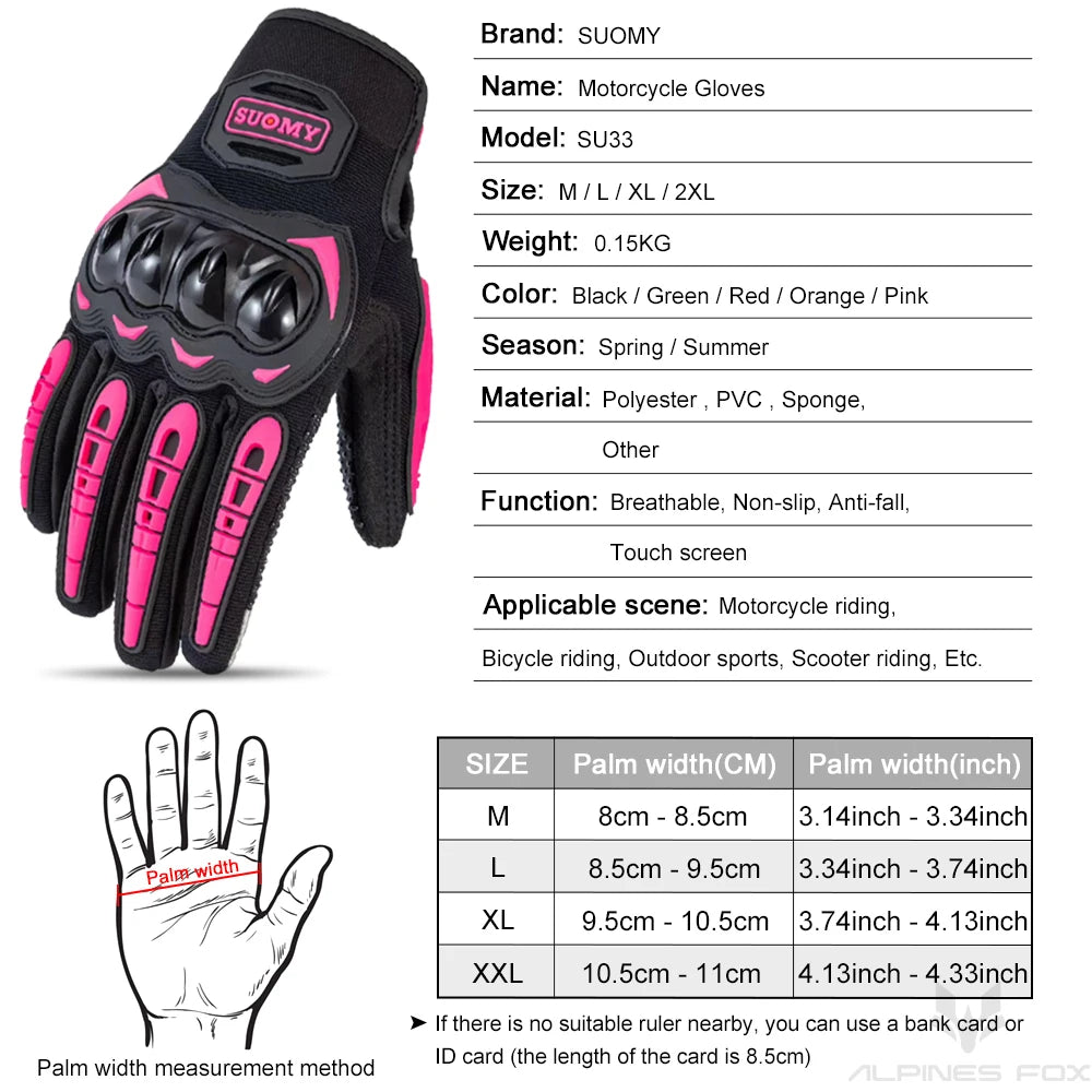 Suomy Women Pink Motorcycle Gloves Summer Lady Motocross Breathable Racing Gloves Motorbike Bicycle Cycling Riding Glove