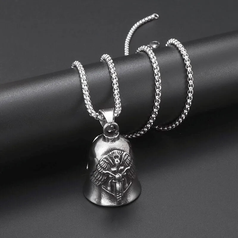 Biker Motorcycle Bell Pendant with Stainless Steel Chain