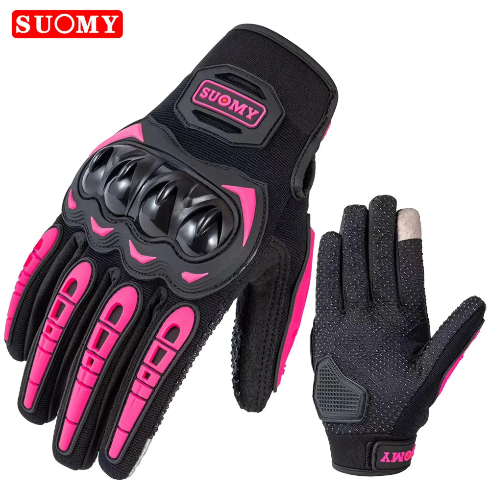 Suomy Women Pink Motorcycle Gloves Summer Lady Motocross Breathable Racing Gloves Motorbike Bicycle Cycling Riding Glove