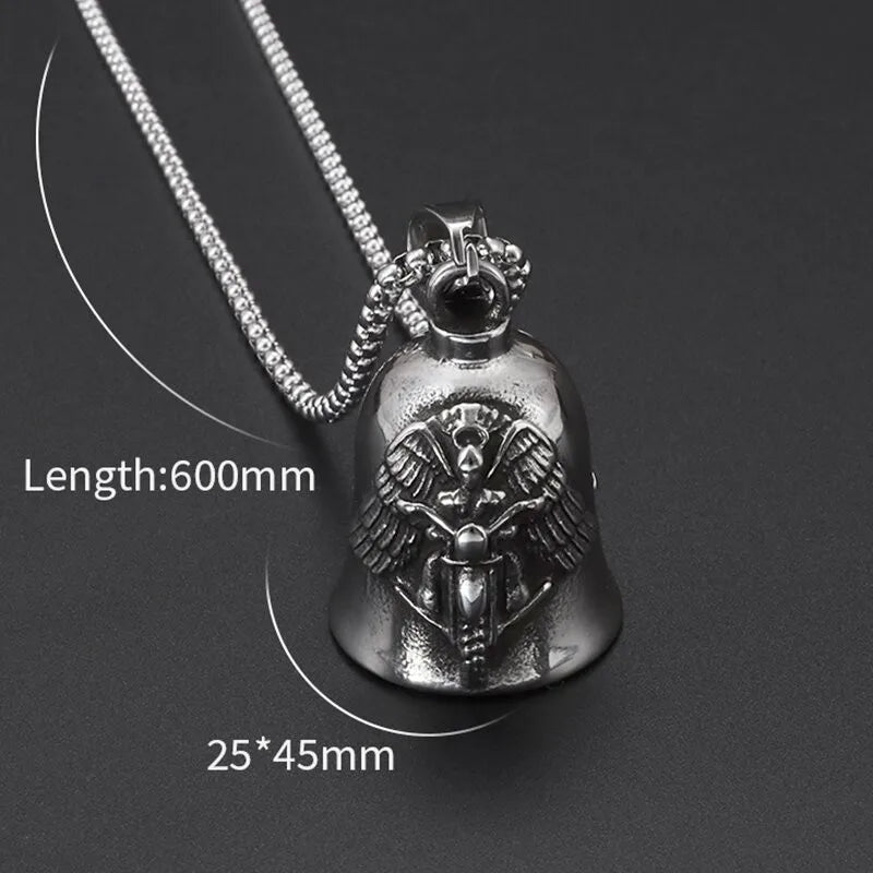 Biker Motorcycle Bell Pendant with Stainless Steel Chain