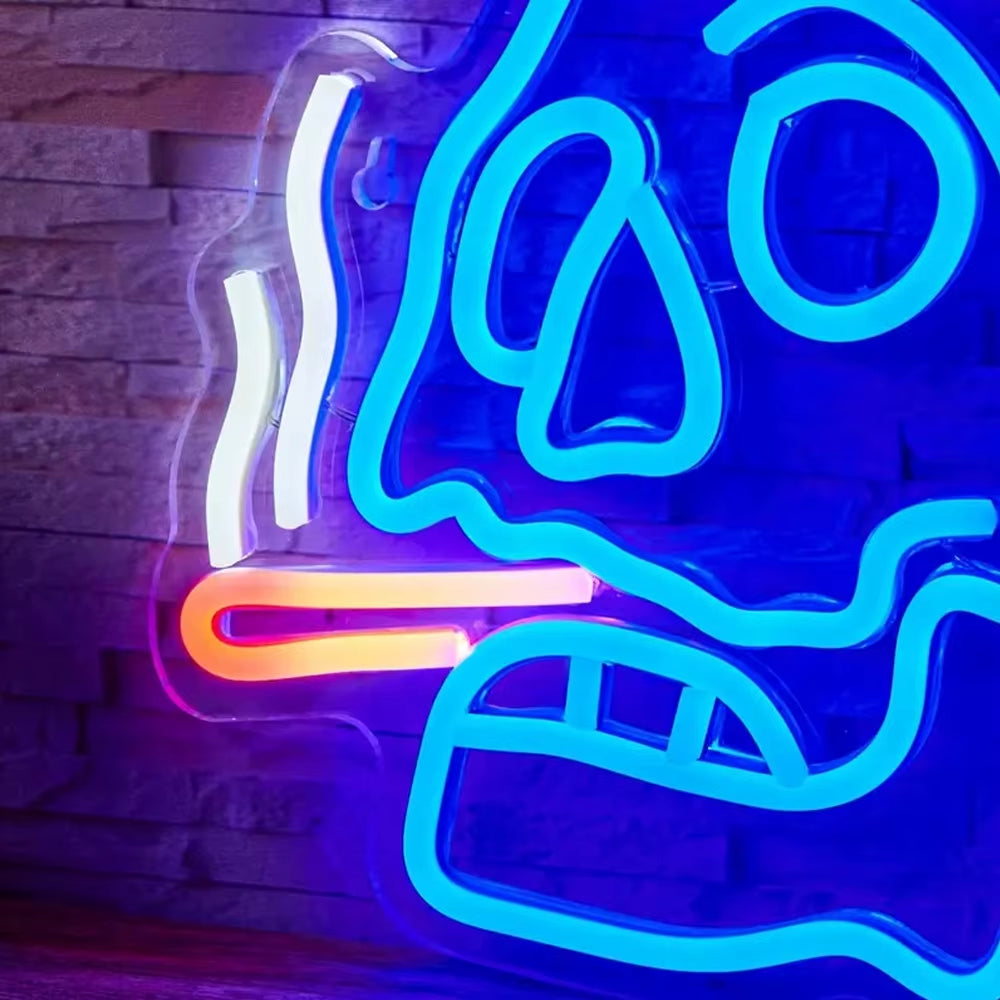 Backboard Led Neon Light, Cigar Skull for Home Decor Man Cave Neon, Powered by USB 5V, with Acrylic Base,For Halloween Decor