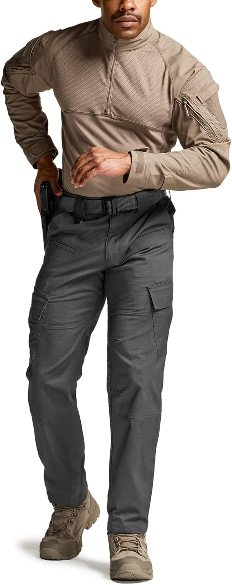 Men'S Flex Ripstop Tactical Pants, Water Resistant Stretch Cargo Pants, Lightweight EDC Hiking Work Pants