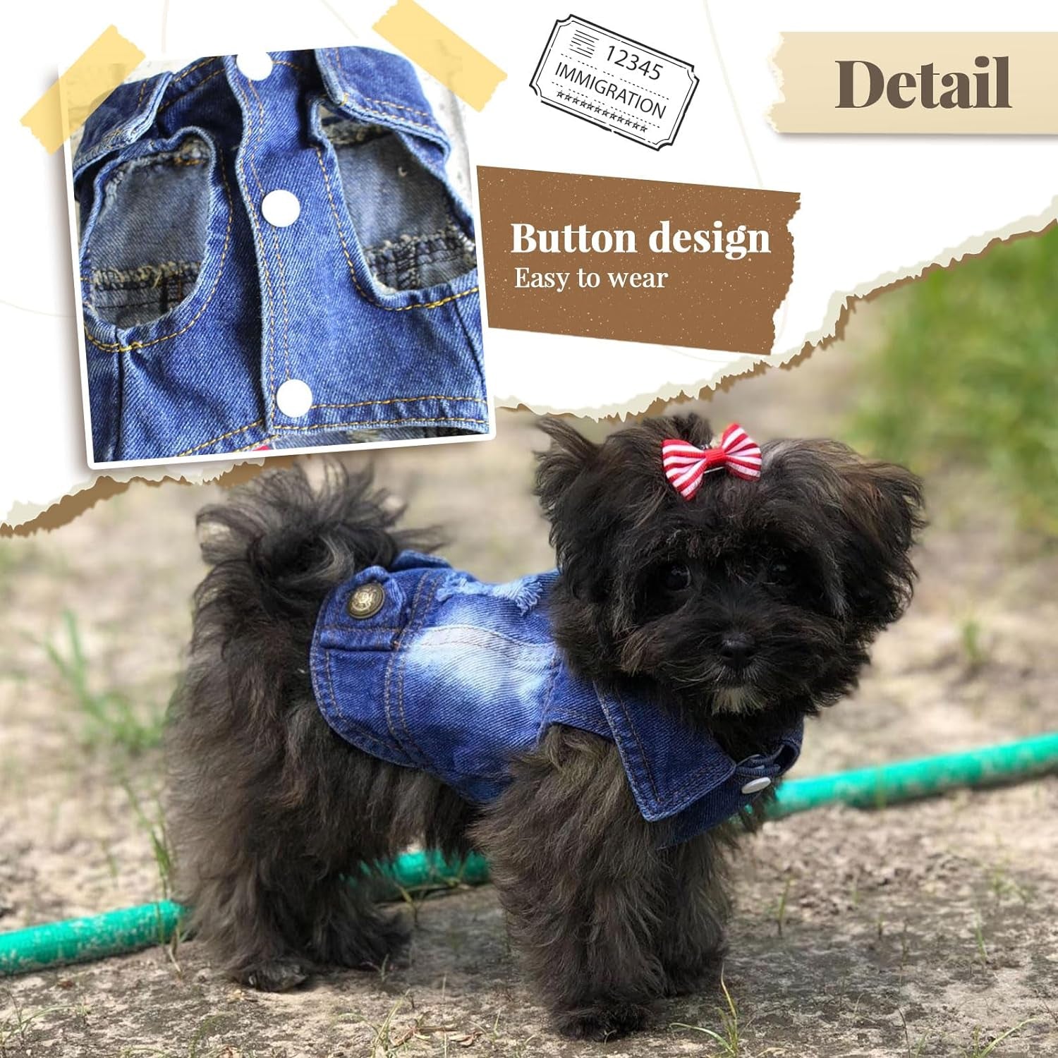 Cool Blue Dog Jean Jacket Small Pet Outfits Dog Clothes for Small Medium Dogs Cats Boys Girls Pet Vest Denim Coats Puppy Shirts Doggy Costume Clothing for Shih Tzu Chihuahua Yorkie Teacup